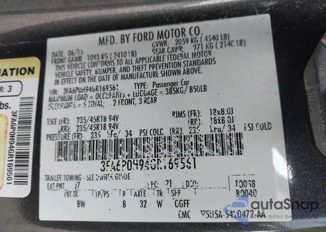 2016 Ford Fusion Se z USA, uszkodzony, nr VIN 3FA6P0H94GR169561